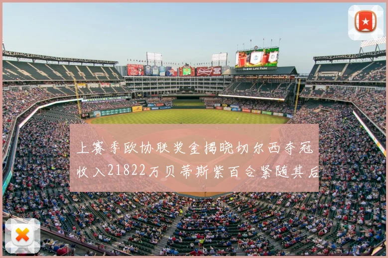 上赛季欧协联奖金揭晓切尔西夺冠收入21822万贝蒂斯紫百合紧随其后